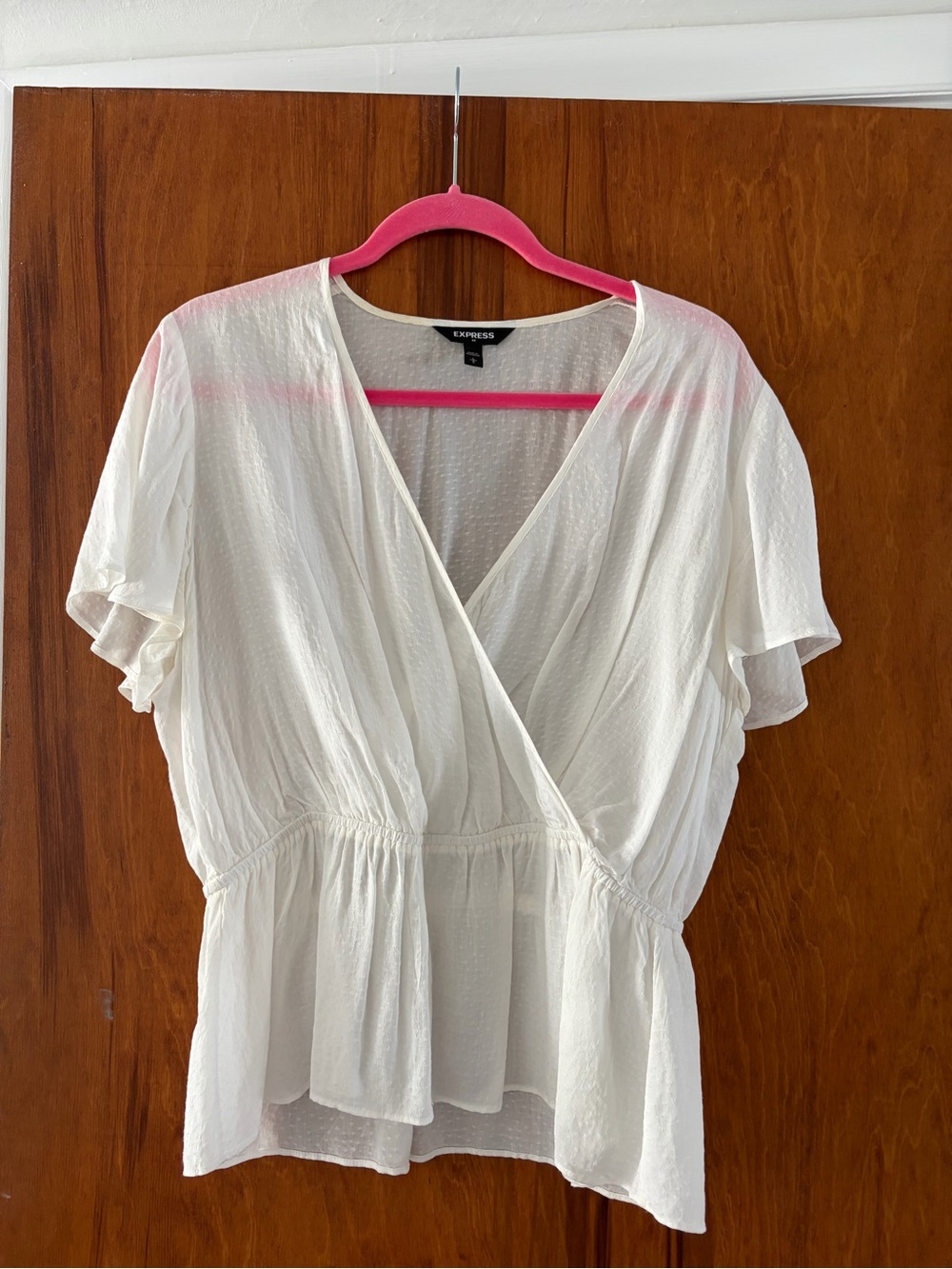 Express Cream Wrap Peplum Blouse